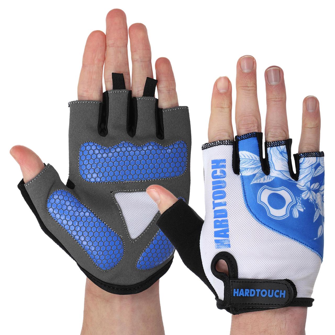 Перчатки для фитнеса и тренировок HARD TOUCH FG-9524 размер L цвет черный-белый-синий as - фото 2 - id-p2197534614