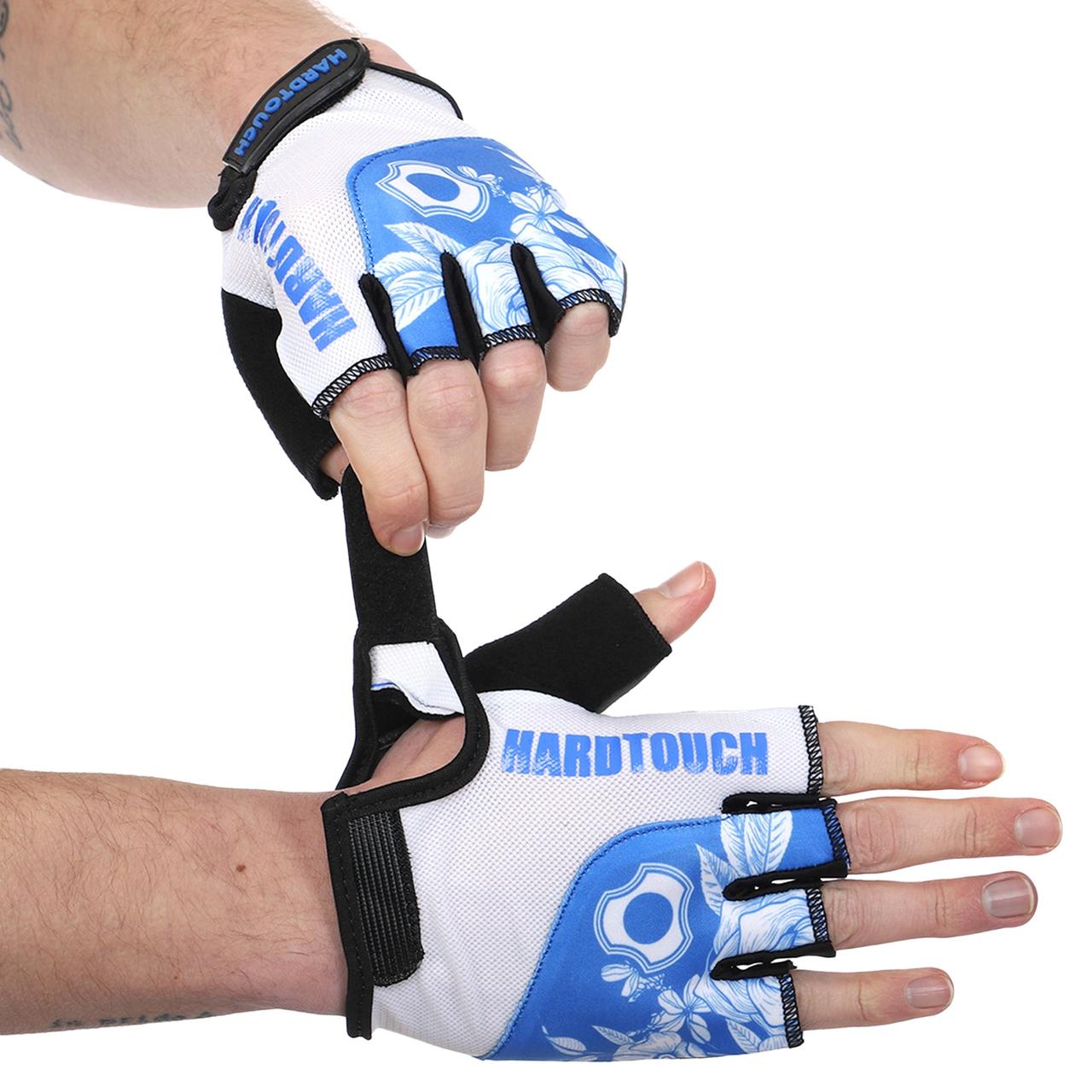 Перчатки для фитнеса и тренировок HARD TOUCH FG-9524 размер L цвет черный-белый-синий as - фото 3 - id-p2197534614