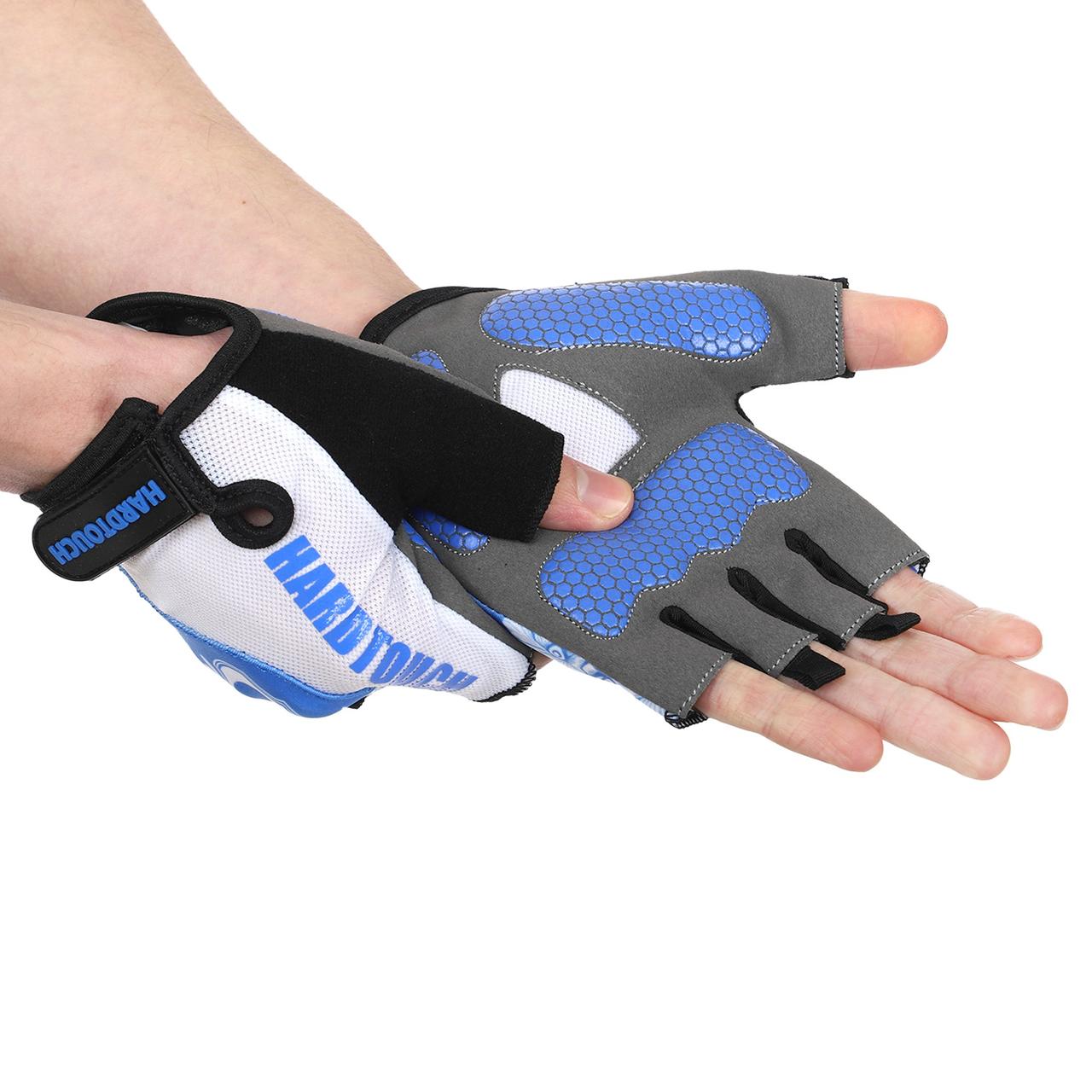 Перчатки для фитнеса и тренировок HARD TOUCH FG-9524 размер L цвет черный-белый-синий as - фото 4 - id-p2197534614