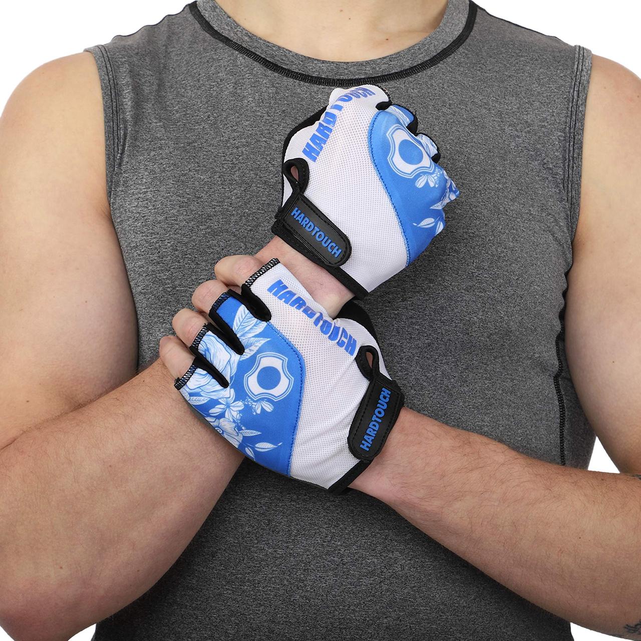 Перчатки для фитнеса и тренировок HARD TOUCH FG-9524 размер L цвет черный-белый-синий as - фото 5 - id-p2197534614