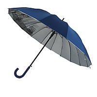 Женский зонт-трость с городами на серебристом напылением под куполом, синий, 01011-1 Real