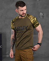Мужская футболка влагоотводящая олива-пиксель с принтом Army, тактическая футболка зсу cb012