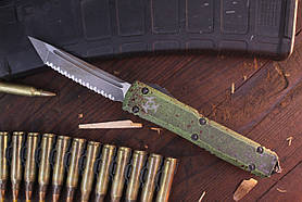 Нож Microtech Proof Run Outbreak Ultratech T/E 3.46" Automatic OTF / Deep Engraved Pandemic Green Aluminum