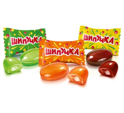 Карамельні цукерки Roshen Шипучка з фруктовим смаком 250 грамів