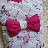 Літній конверт Valleri для новонароджених дівчаток, рожевий з принтом балерини на білому, фото 4