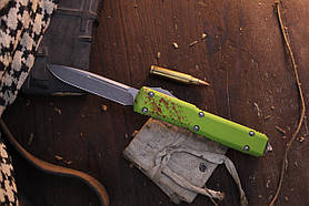 Нож Microtech Ultratech S/E Zombie Tech 3.5" OTF Auto / Green Red Splattered Aluminum