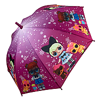 Детский зонт-трость полуавтомат фиолетовый со снежинками "LOL" от Flagman N0147-1