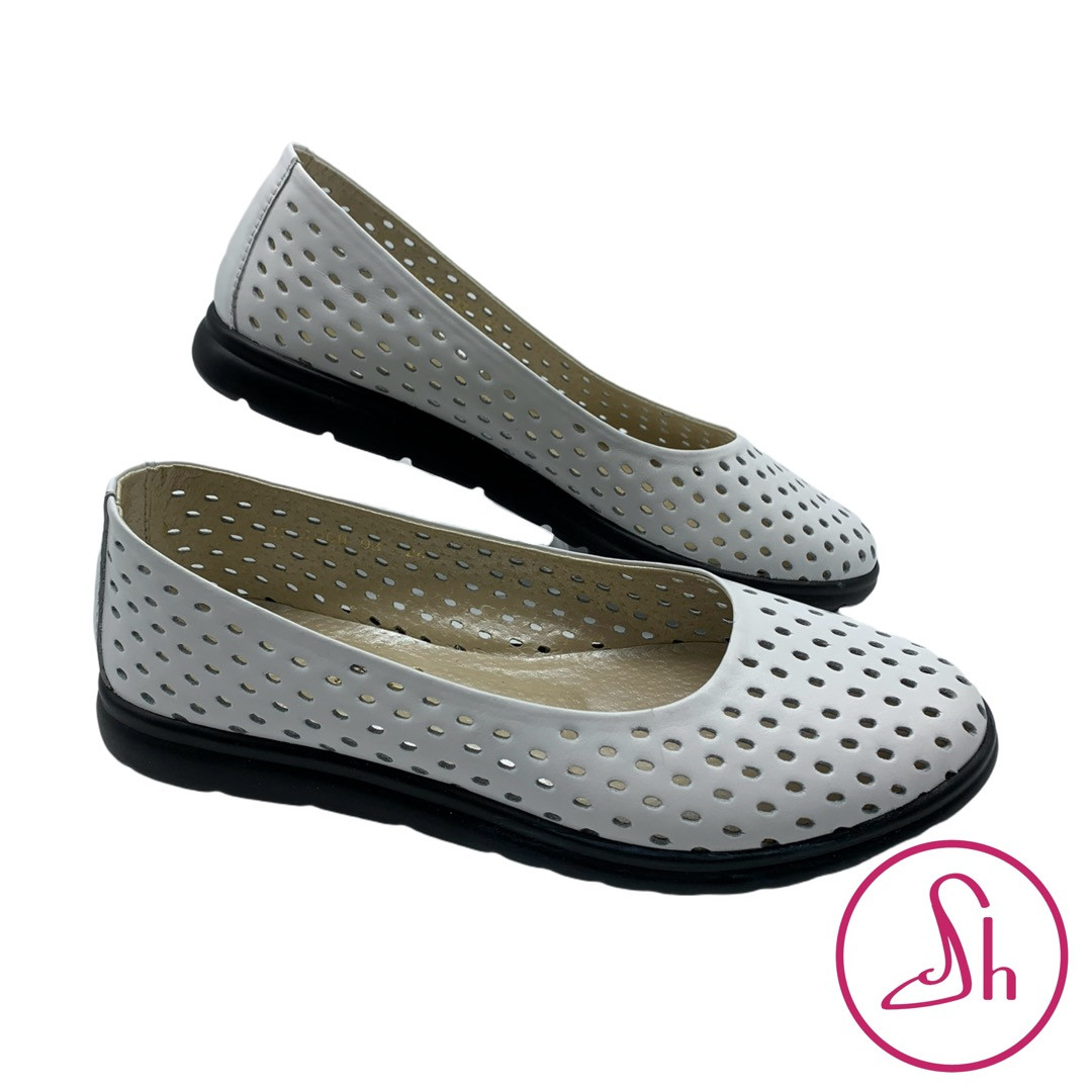 Балетки літні жіночі з натуральної шкіри білого кольору “Style Shoes”