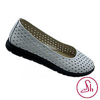 Балетки літні жіночі з натуральної шкіри білого кольору “Style Shoes”, фото 2