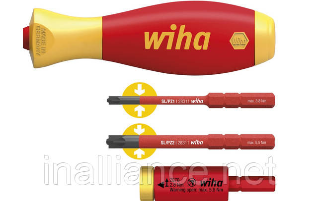 Тримач біт ізольований з динамометричним адаптером 2.8 Нм easyTorque і бітами SlimBit Wiha 41478