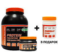 Протеин для роста мышц 2 кг. + Креатин + Омега-3 в подарок! Bioline Nutrition