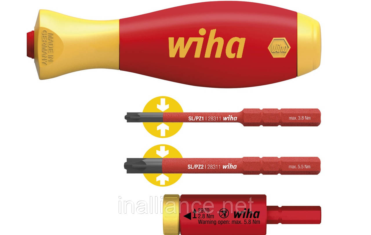 Тримач біт ізольований з динамометричним адаптером 2.8 Нм easyTorque і бітами SlimBit Wiha 41478, фото 1