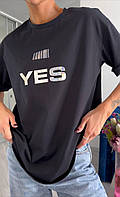 Женская футболка YES NO NV-190 р oversize (42-46) черный
