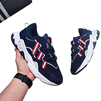 Мужские кроссовки Adidas Ozweego Blue обувь Адидас Озвиго синие замша сетка легкие весна лето