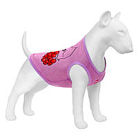 Майка для собак WAUDOG Clothes рисунок "Калина", сетка, S, B 30-33 см, C 18-21 см розовый