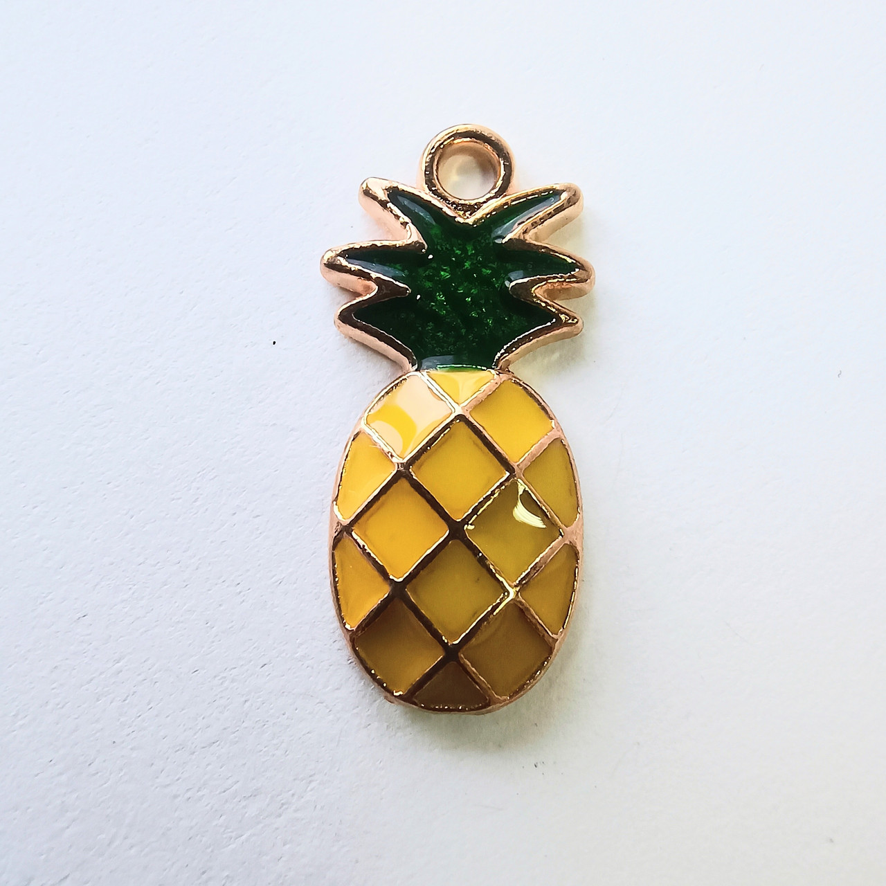 Підвіска Finding Кулон шарм ананас Золотистий жовта і зелена емаль 24 мм х 12 мм
