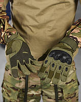 Тактичні штурмові рукавички оливи посилені кісточки, військові захисні рукавички із сенсором бойові ссу замша