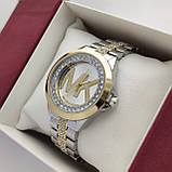 Жіночий наручний годинник Michael Kors (майкл корс) комбінований срібло-золото, камінчики - код 2378b, фото 3