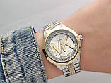 Жіночий наручний годинник Michael Kors (майкл корс) комбінований срібло-золото, камінчики - код 2378b, фото 2