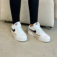 Жіночі кросівки Nike Court Legacy White Black, жіночі кеди Найк білі, Жіноче взуття