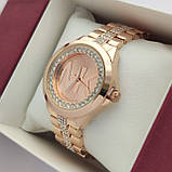 Жіночий наручний годинник Michael Kors (майкл корс) рожеве золото, з логотипом, камінчики - код 2380b, фото 3