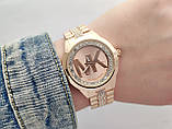 Жіночий наручний годинник Michael Kors (майкл корс) рожеве золото, з логотипом, камінчики - код 2380b, фото 2