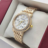 Невеликий жіночий наручний годинник Michael Kors (майкл корс) золотий з срібним циферблатом, камінчики - код 2382b, фото 3