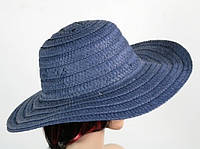 Соломенная шляпа Тисаж 42 см синяя sn