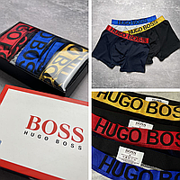 Мужские трусы-боксеры с надписью (Hugo Boss ) 3 штуки Размеры M/L/XL/XXL Набор боксеров в коробке