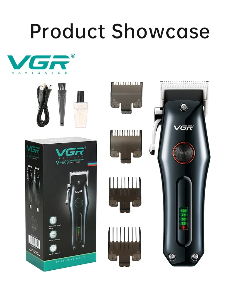 Професійна бездротова машинка тример для стрижки волосся VGR V-969 Al, фото 1