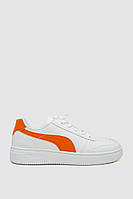 Кеды женские на шнурках, цвет бело-оранжевый, размер 36, 248R151-22