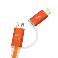 Combo 2-in-1 кабель Lightning/micro USB, 1м orange Aurora Combo Remax 300702 хорошее качество