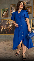 Однотонное платье с диагональной планкой из легкой костюмки размеры 46-48,50-52,54-56,58-60,62-64,66-68
