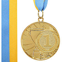 Медаль спортивная с лентой CUP Zelart C-6208 цвет золотой sl