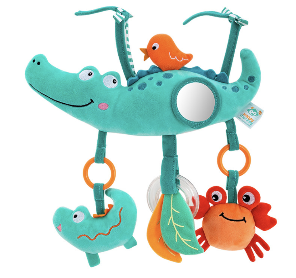 Підвісна іграшка для дитячої кроватки візочка ігрового центру Крокодил з дзеркальцем