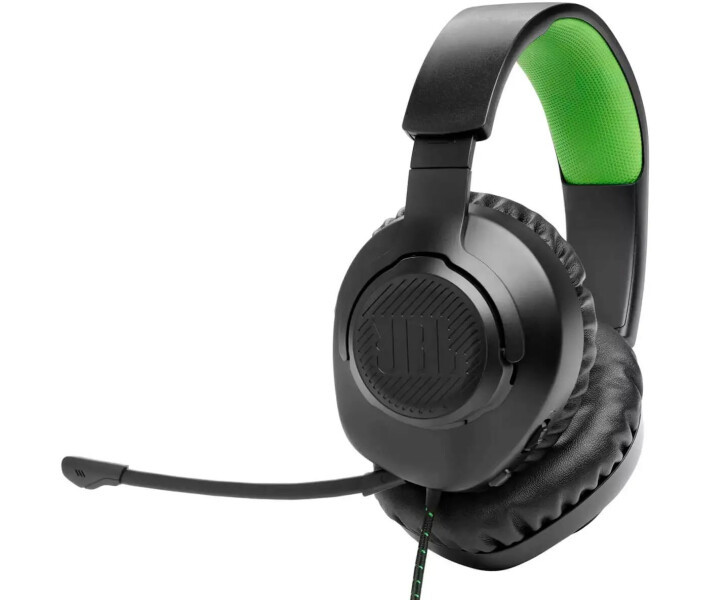 Навушники дротові з мікрофоном JBL Quantum 100X (JBLQ100XBLKGRN) чорні, фото 1