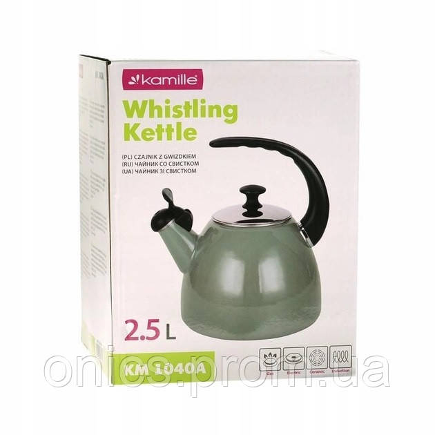 Чайник со свистком Kamille KM-1040A 2.5 л бирюзовый хорошее качество - фото 4 - id-p2197652258