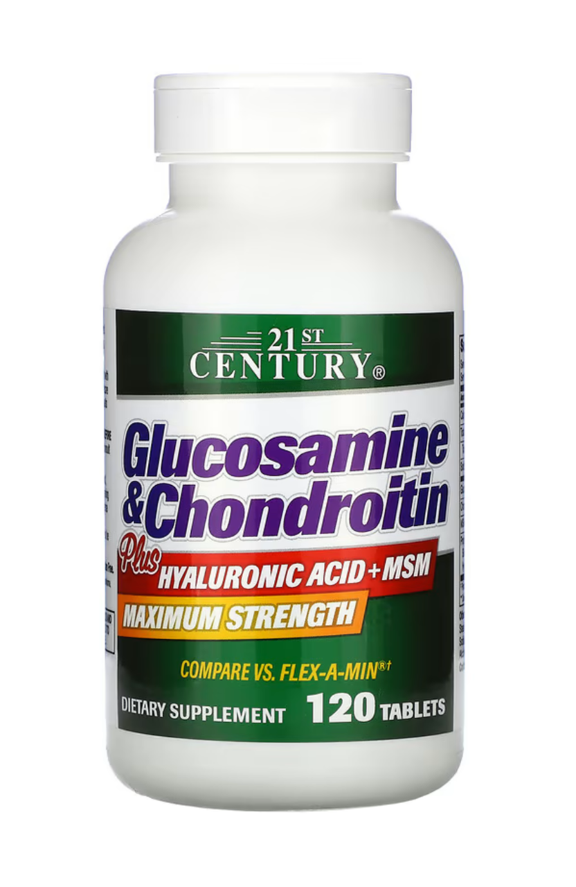 21st Century Glucosamine & Chondroitin Plus Hyaluronic Acid + MSM 120 Tablets