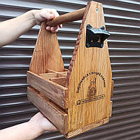 Ящик для пивных бутылок деревянный с открывалкой