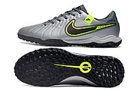 Сороконожки Nike Tiempo Legend 10 TF серые Футбольные многошипы найк унисекс Спортивная обувь серого цвета