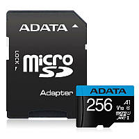 Карта памяти microSDXC 256GB A-DATA Premier Class 10 UHS-I А1 + SD-adapter (AUSDX256GUICL10A1-RA1)