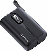 Универсальная батарея ColorWay 10000 mAh Full power USB QC3.0 + USB-C PD 22.5W Black (CW-PB100LPK2BK-PDD)