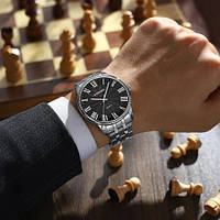 Кварцовий годинник Curren 8422 Silver-Black, чоловічий, годинникова сталь, водонепроникний, Device Clock