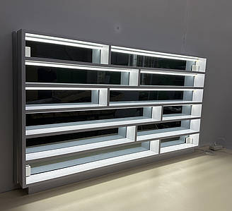 Полиця на стіну для лаків із підсвічуванням навісні полиці для салону краси дзеркальний стелаж для манікюру ДОД-04