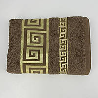 Полотенце для лица махровое Febo Vip Cotton Grek Турция 6387 коричневое 50х90 см хорошее качество