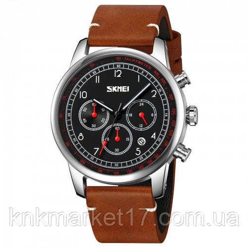 Чоловічий повсякденний кварцовий годинник Skmei 9318BKBN Black-Brown, фото 1