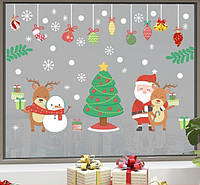 Набор новогодних наклеек на окно Happy New Year 2 13797 60х90 см 1 лист хорошее качество
