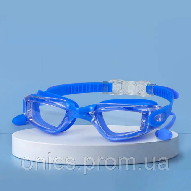 Очки для плавания детские 11727 синие хорошее качество - фото 1 - id-p2197673231