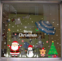 Набір новорічних наклейок на вікно New Year 2 13781 50х70 см 1 лист хороша якість