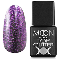 Топ для гель лака Moon Full Top Glitter Violet №05 (Без липкого слоя), 8 мл